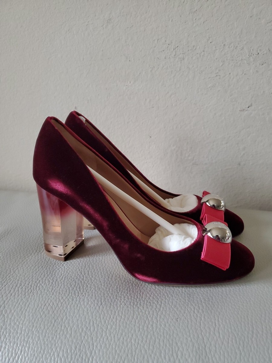 Salvatore Ferragamo バーガンディ フラットシューズ Salvatore Ferragamo Burgundi Maroon Dark Red Velvet