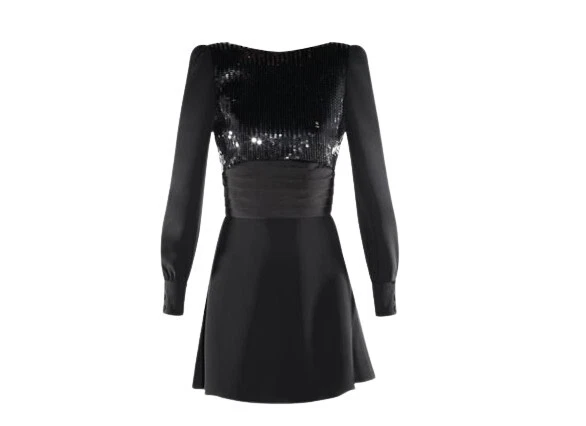 SAINT LAURENT (YSL) Nuovo mini abito YSL Saint Laurent Paris paillettes nero taglia 8 FR40