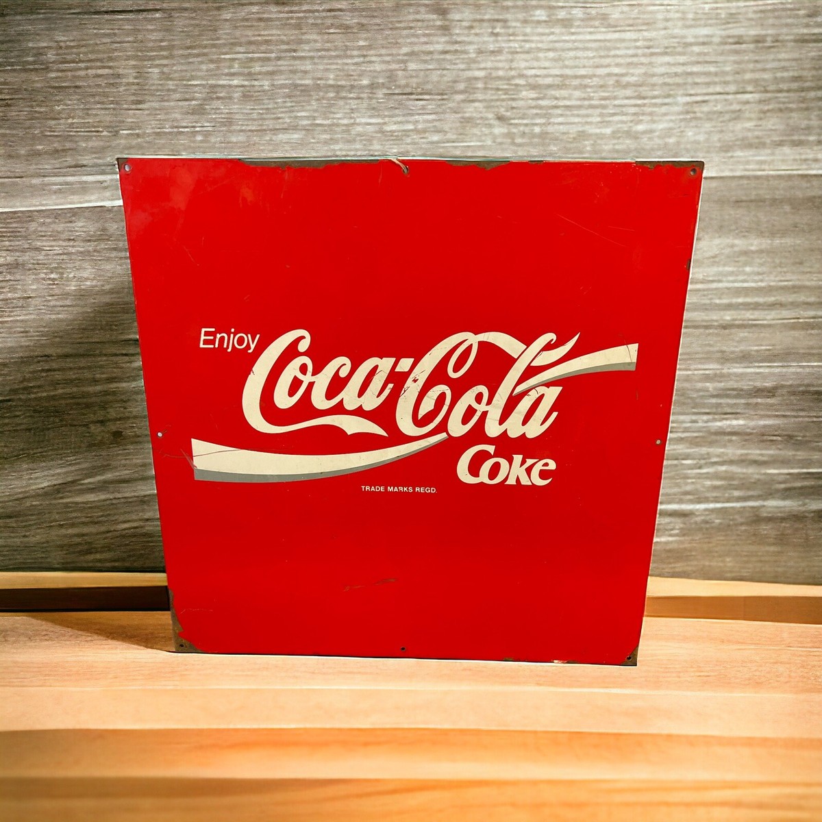 VTG Enjoy COCA-COLA & COKE Wave Trade Mark REGD Enamel Sign