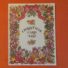 Vintage Christmas Card  Address List Book-The Drawing Board Inc. - Unused