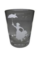 "Deko Teelicht Glas Windlicht Print Weiß \"Marry Poppins\" Teelichthalter Kerze"
