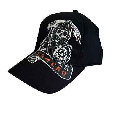 Sons of Anarchy SAMCRO Reaper Fitted Ball Cap Streetwear Casual Bikercore Black