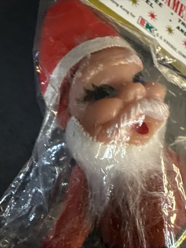 Kresge Kmart Vintage Weihnachtsmann Weihnachtsschmuck Kunststoff beflockt Neu in Verpackung Neu aus altem Lagerbestand cool - Bild 5 von 18