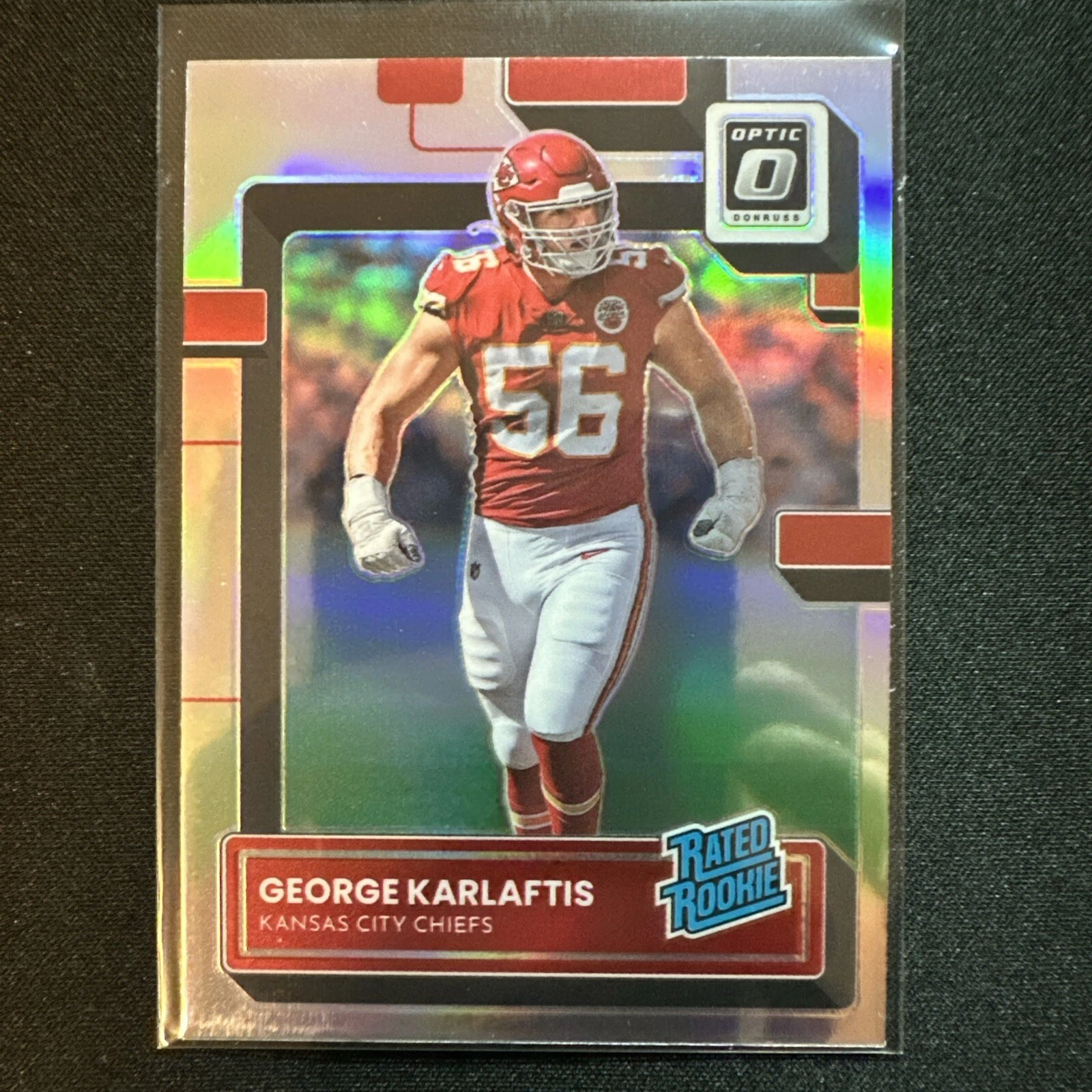 George Karlaftis 2022 Panini Donruss Optic Rated Rookie Silver Holo #256 Chiefs