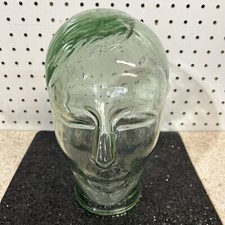 Vintage Clear See Through Glass Mannequin Textured Head  Wig Hat Store Display