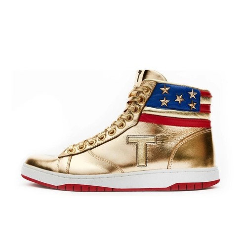NEW 2024 Gold High Top Sneakers Patriotic MAGA Shoes for Political