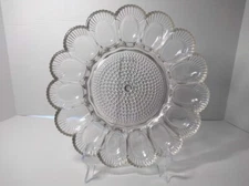 Vintage Indiana Glass 11" Tiara Deviled Egg Plate Serving Tray Hobnail Pattern