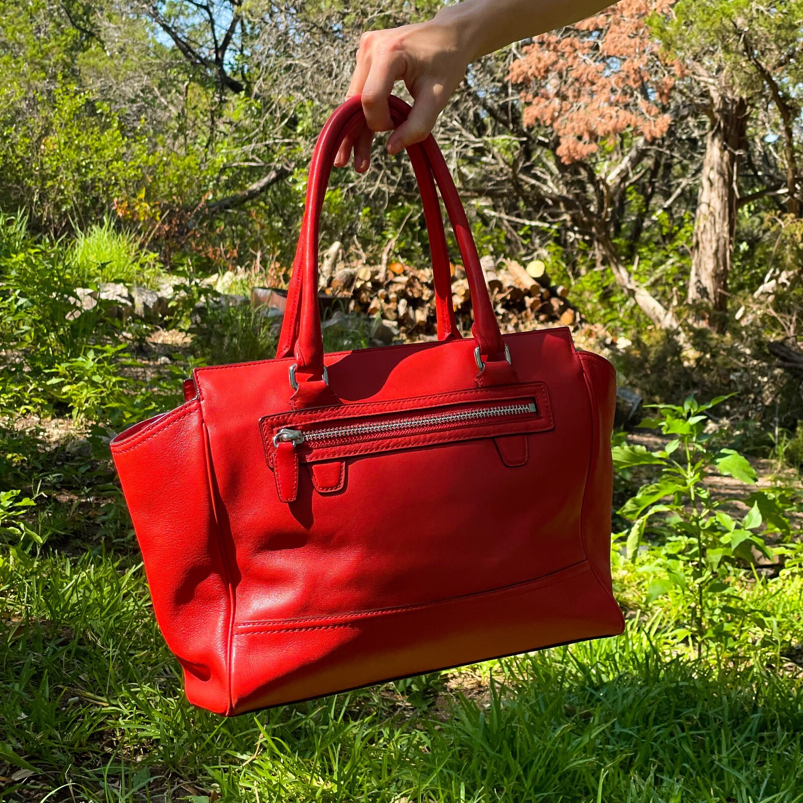 coach red leather