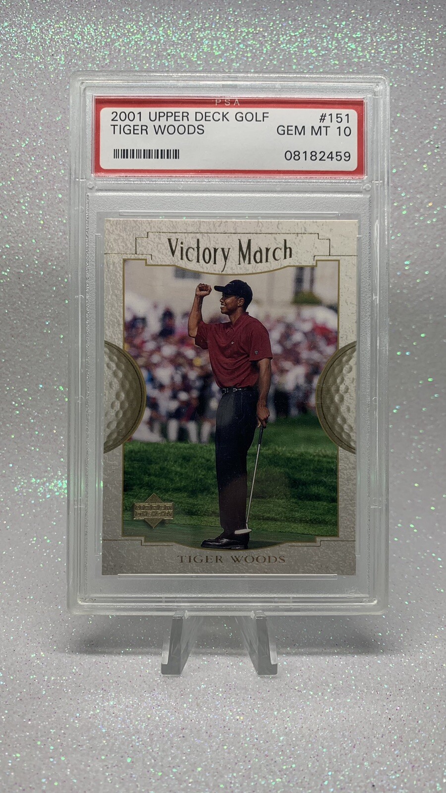 TIGER WOODS PSA 10 GEM MINT ROOKIE VICTORY MARCH #151 RC SP 2001 UPPER DECK GOLF view 1