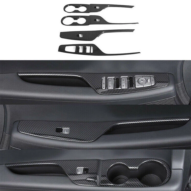 For Hyundai Palisade Carbon Fiber Window Lift Panel Switch Cover Trim 2020-2023