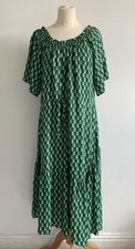 Cefinn Geometric A Line Dress Size UK 14 Short Sleeve Green Casual Office