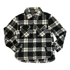 Member's Mark Girl's Relaxed Fit Long Sleeve Black Plaid Shacket L 10/12