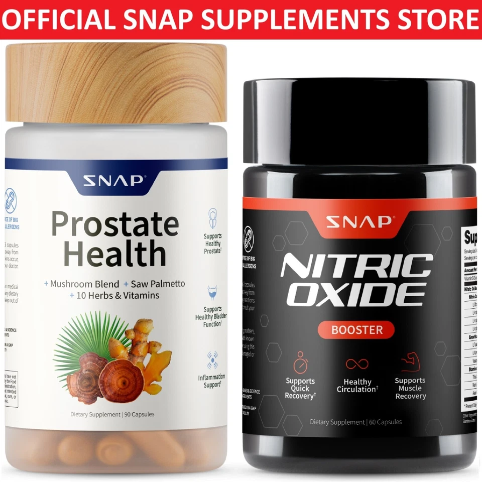SNAP Prostate + Nitric Oxide Booster Saw Palmetto L-Arginine L-Citrulline 2 PACK - Image 2 of 4