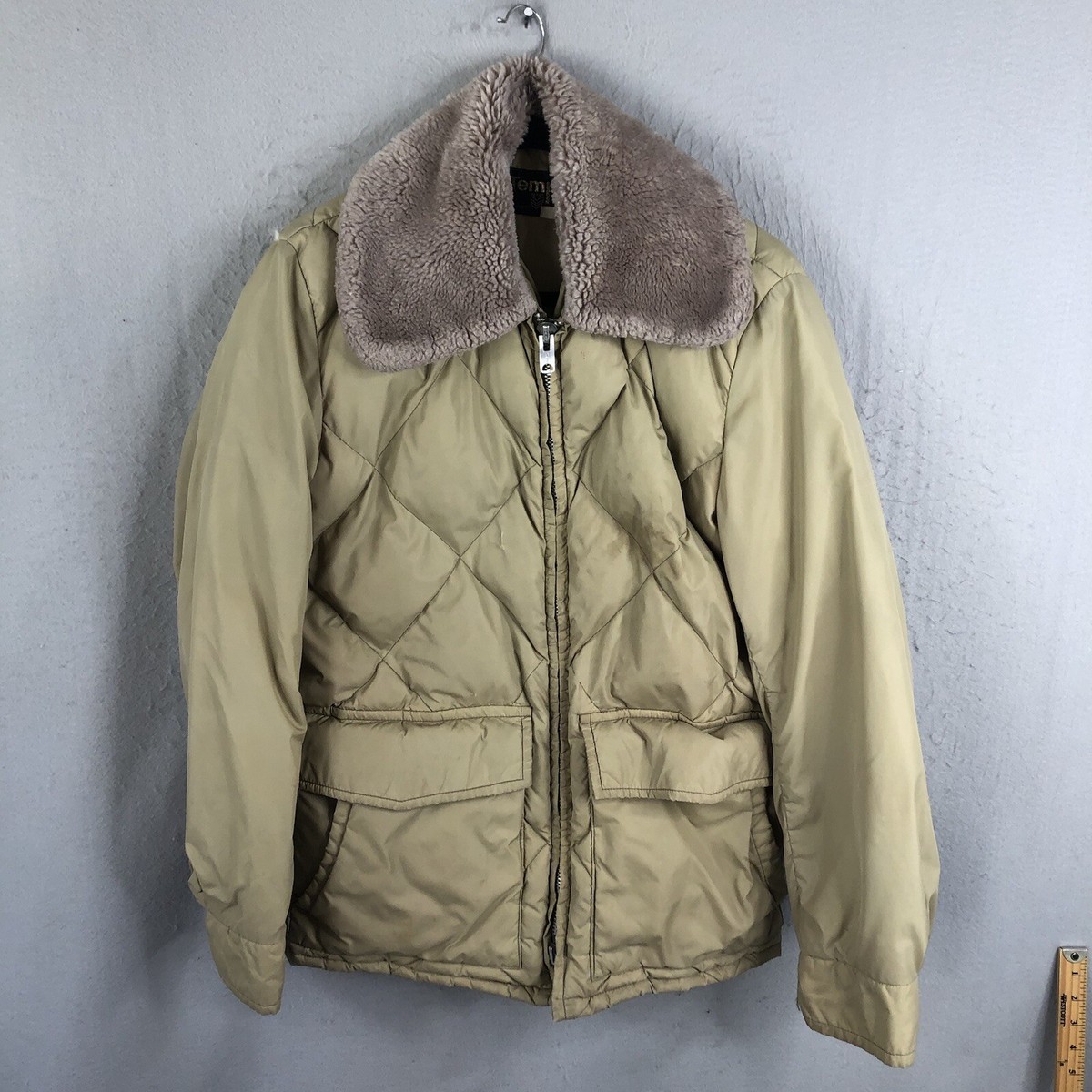 Tempco Jacket Mens 40 Beige Down Insulated Full Zip Up Tempco Jacket Mens 40 Beige Down Insulated Full Zip Up