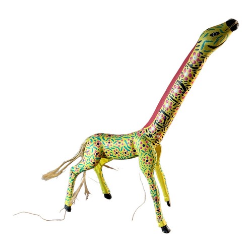 Hand Painted Wooden Carved Oaxacan Giraffe - 第 1/11 張圖片