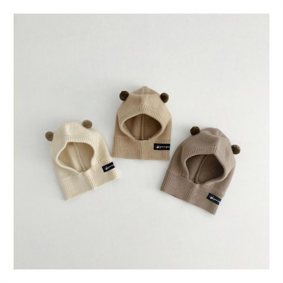 Warm Onepiece Knitted Cap Children Ear Protection Caps New Baby Scarf
