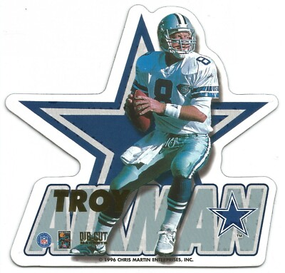 #ad 1996 NFL DIE CUT MAGNETS #1 TROY AIKMAN #8 DALLAS COWBOYS HOF NEW SEALED $3.71