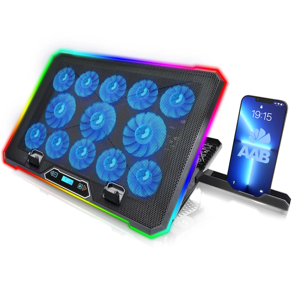 AABCOOLING QUANTUM KÜHLPAD LAPTOP KÜHLER NOTEBOOK 13 X LÜFTER USB RGB LED 10-17" - Bild 2 von 4