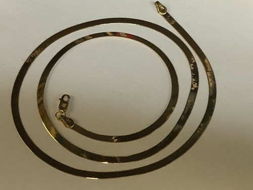 14k Yellow Gold 3.8 MM Flexible HERRINGBONE 24 inch Chain Necklace 8 Grams - Picture 9 of 12