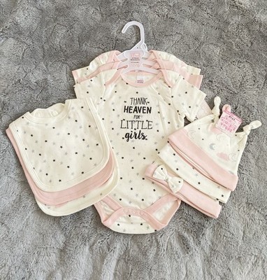 Baby Mädchen 3er Pack Body Westen Mützen Lätzchen Paket 6-9 Monate Brandneu 