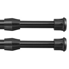 2Pcs Black Tension Curtain Rod 16 to 28'', 0.5'' Dia. Thin Adjustable Spring Rod