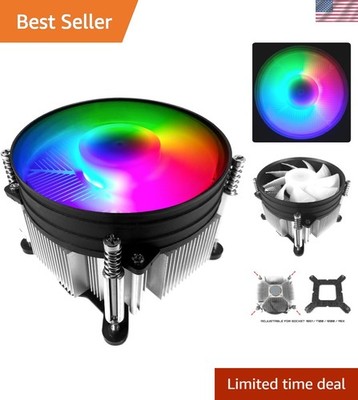 95W RGB LED CPU Cooler Aluminum Heatsink Copper Core Base 4-Pin PWM 92mm Fan ...