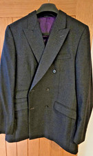 Alfred Brown Grey Double Breasted Suit 44L