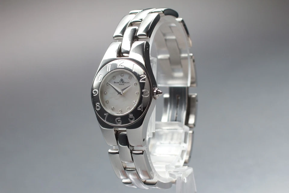 【N COMO NUEVO】 Reloj Baume & Mercier Linea 65305 11P esfera blanca Qz para mujer JAPÓN Foto 4 de 4