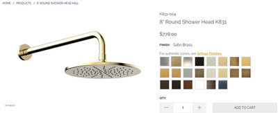 NEW - Phylrich ASTK831/004 8'' Round Rain Showerhead in SATIN BRASS!!!