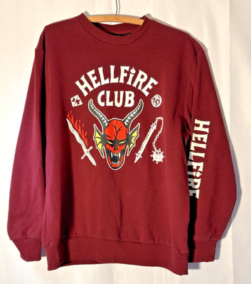 Stranger Things Hellfire Club Sweatshirt Adult Maroon Red Medium Pullover