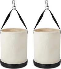 2 Pack Canvas Tool Bucket Bag 15" x12" All-purposeBucketToolOrganizerwithPlastic