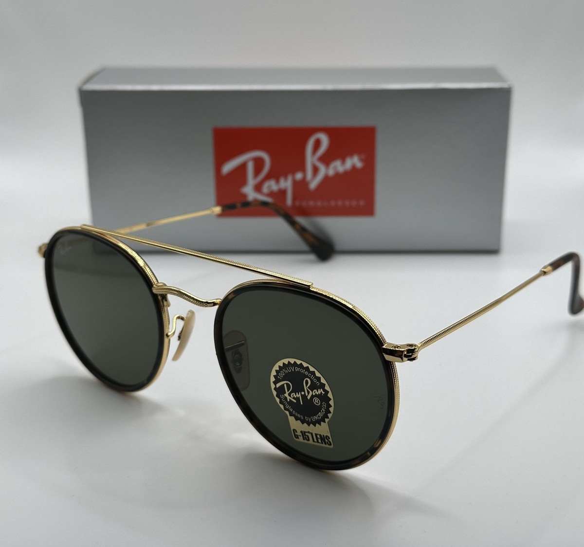 Ray-Ban RB3647N 001/7O 51-22 Round Double Bridge Sunglasses 
