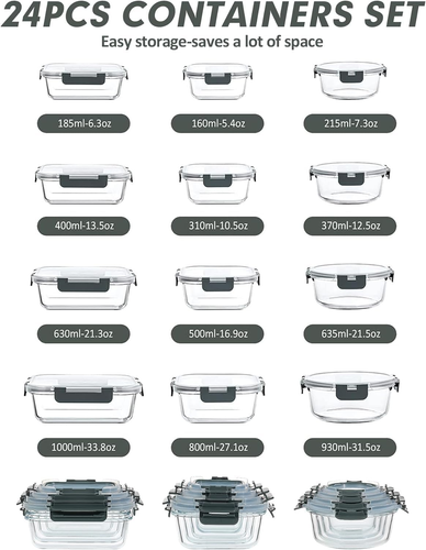 24 Pieces Envases De Vidrio Para Conservar Alimentos, Envases De Vidrio Hermétic - Imagen 2 de 12