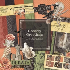 GRAPHIC 45 *GHOSTLY GREETINGS* COMPLETE COLLECTION LINE ~ HALLOWEEN *SHIPS FREE*