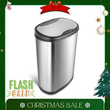 Nine Stars Automatic Kitchen Trash Can, 13 Gallon Stainless Steel, Silver