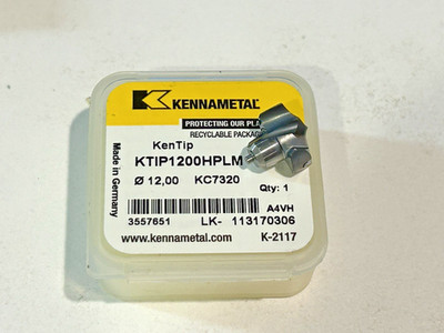 (1pc) Kennametal KTIP1200HPLM Grade: KC7320 Replaceable Drill Tip 12mm Germany