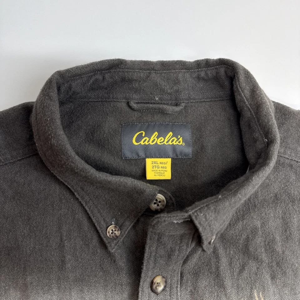 Cabela’s Soft Chamois Elk Mountain Print Button Down Shirt Men’s Size XXL Gray - Image 3 of 4