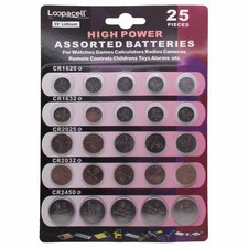 Loopacell High Power Button Cell 3V Lithium Assorted Battery 25 Piece Set