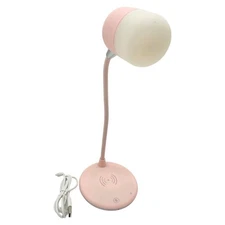 3-In-1 Pink Desk Lamp 5.0 Speaker USB Wireless Charger 12 Inch Flexible Neck