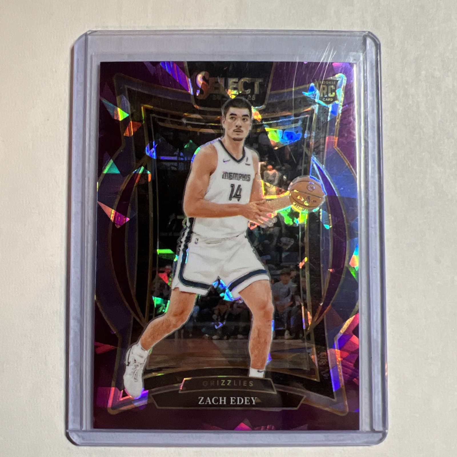 2024-25 Panini Select-Concourse Zach Edey #98 Purple Cracked Ice Prizm /99 (RC)