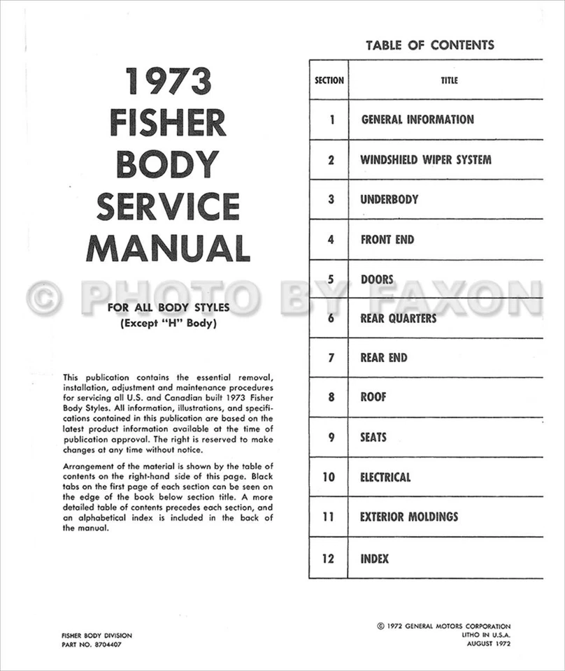 Oldsmobile 1973 PDF en USB manual de taller y servicio de reparación de carrocería Foto 2 de 4