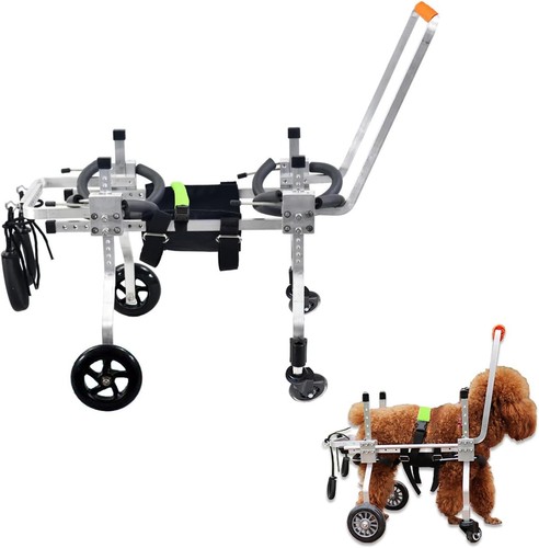 Dog Wheel Chair, Adjustable 4 Wheel Pet Wheelchair with Handle for Med Dogs
