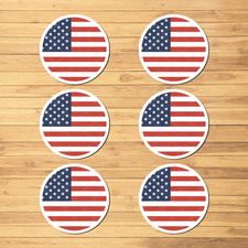 NEW - Set of 6 - USA Flag Circle Decals Vinyl Stickers