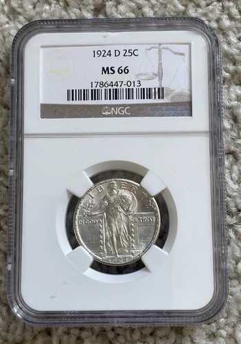 1924 STANDING LIBERTY QUARTER COIN NGC MS 66 BEAUTIFUL! FROM PERSONAL COLLECTION