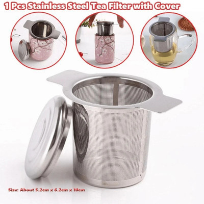 Edelstahl Mesh Tee-Ei Sieb Metall Loseblatt Tasse Filter mit Deckel