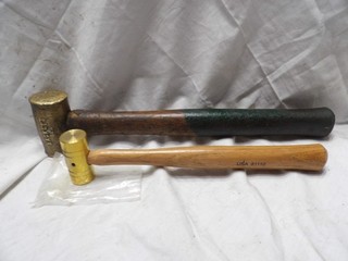 Pair of USA made Brass Hammers 8 oz. & 2 lb.