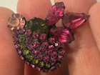 Vintage  Vendome With Pink Magenta Green Rhinestone Brooch& Earrings Set — photo 10