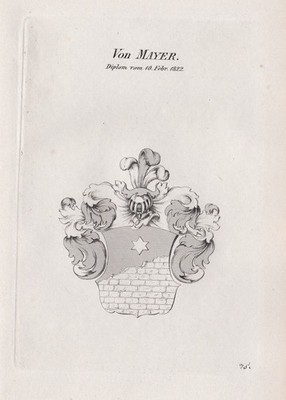 1840 Mayer Meier Meyer Wappen coat of arms Kupferstich engraving Heraldik