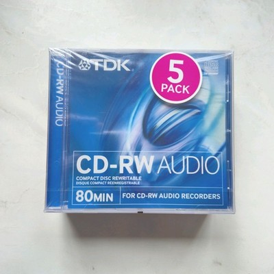 TDK CD-RW80 CD-RWXG80JCA 5er Pack Audio Musik 80 Min CDRW WIEDERBESCHREIBBARE Rohlinge Discs