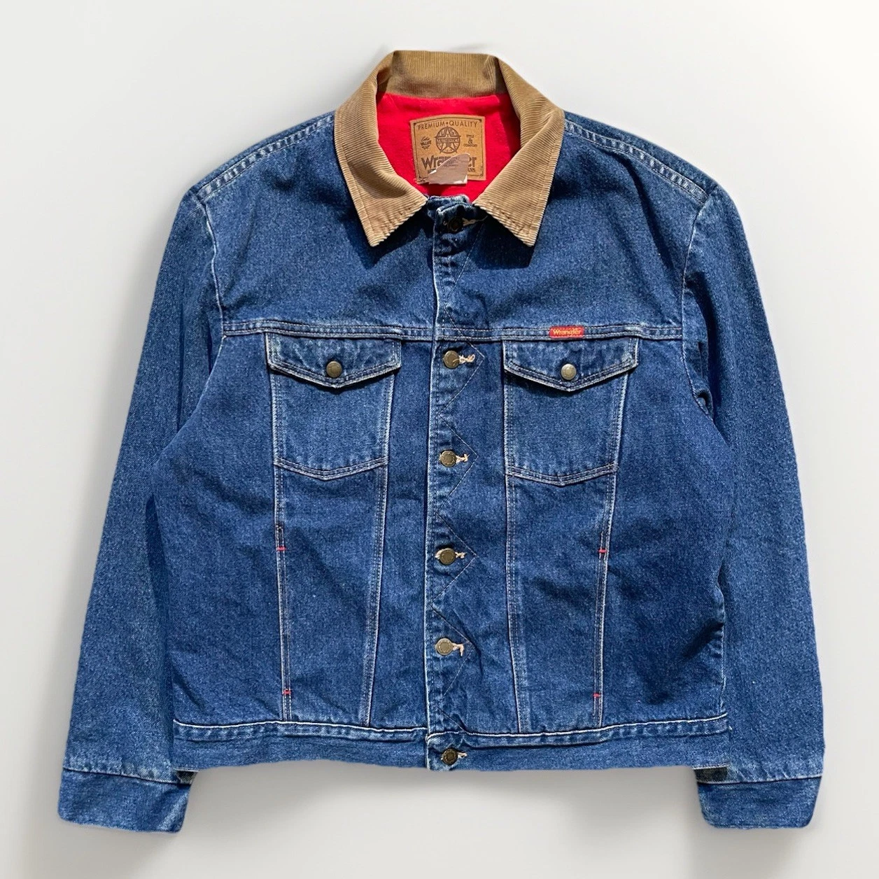 Vintage Wrangler Corduroy Collar Lined Dark Wash Denim Jacket